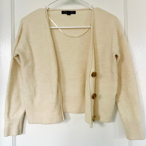 Banana Republic Petite XS Cream Button-Down Cardigan - Picture 4 of 5